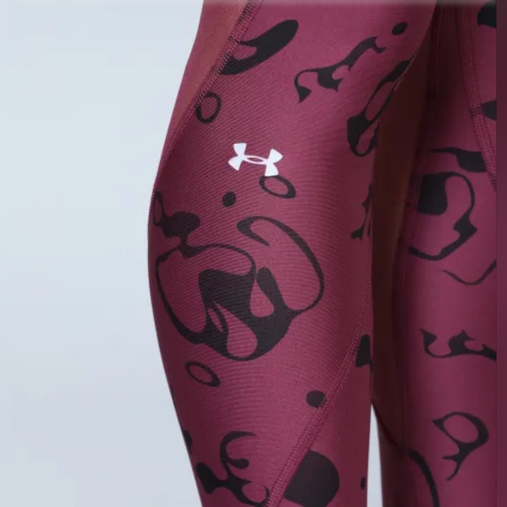 Under Armour Women's Deep Maroon Ankle Crop Ako Print Leggings - Picture 10 of 11